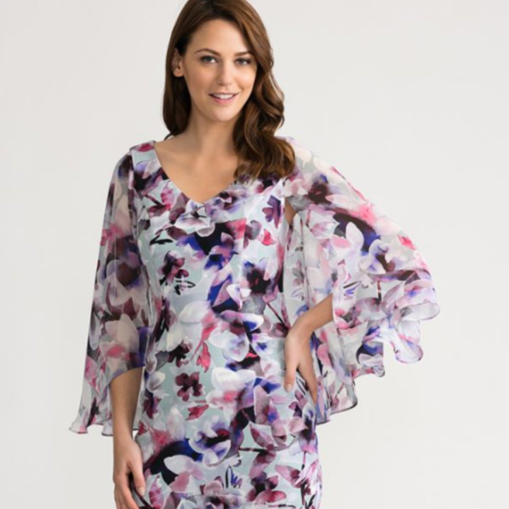 Joseph Ribkoff Floral Dress In Lavender, Pink, Blue And White